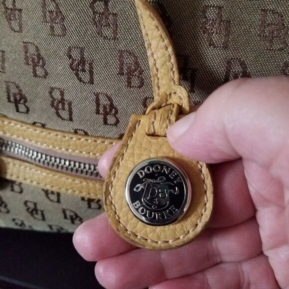 Dooney & Bourke Brown Logo Satchel Purse Handbag Monogram Shoulder Bag - Picture 4 of 9